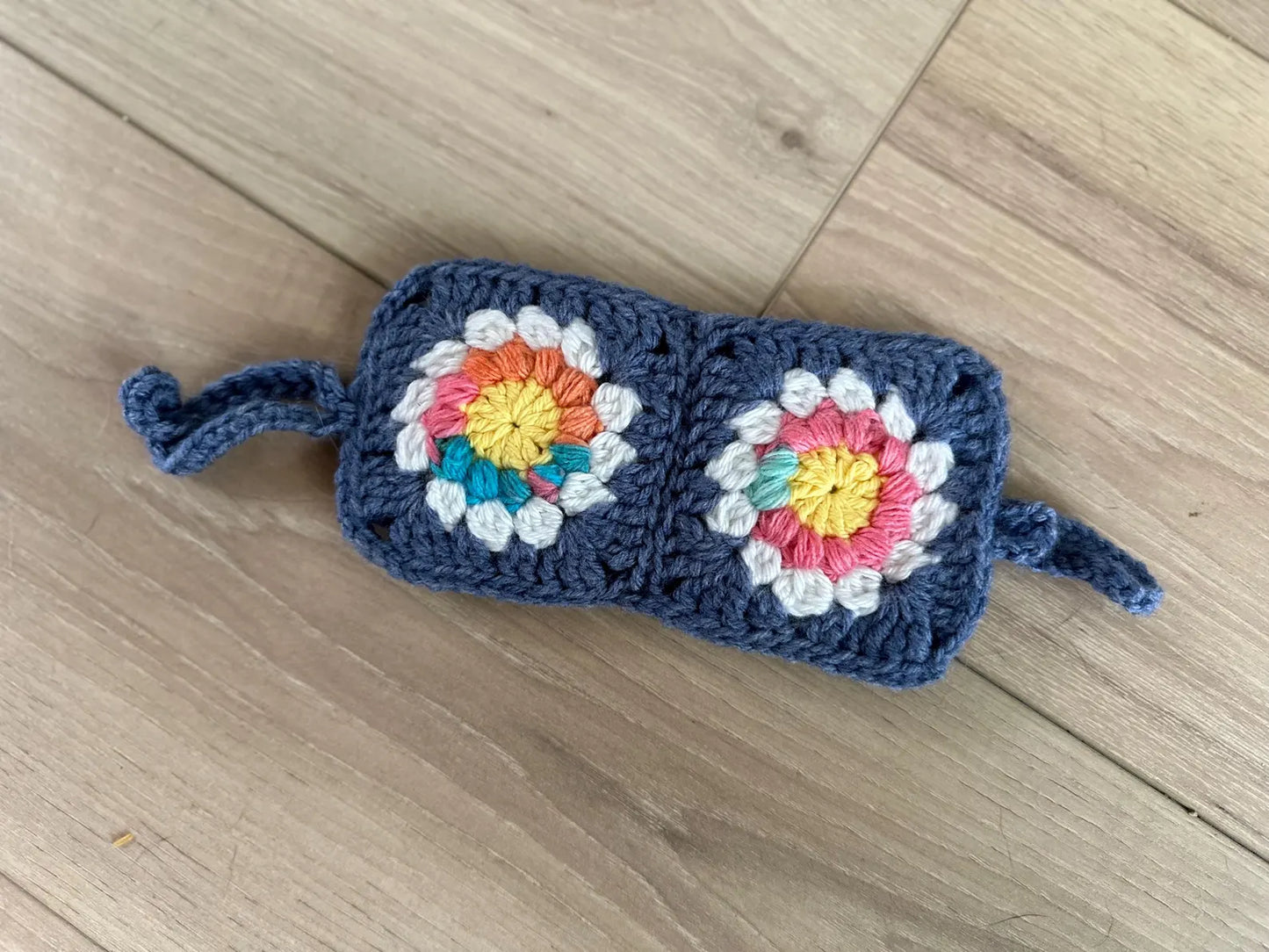 Blue Sunburst Sunglasses Case with Belt Bag Attachment