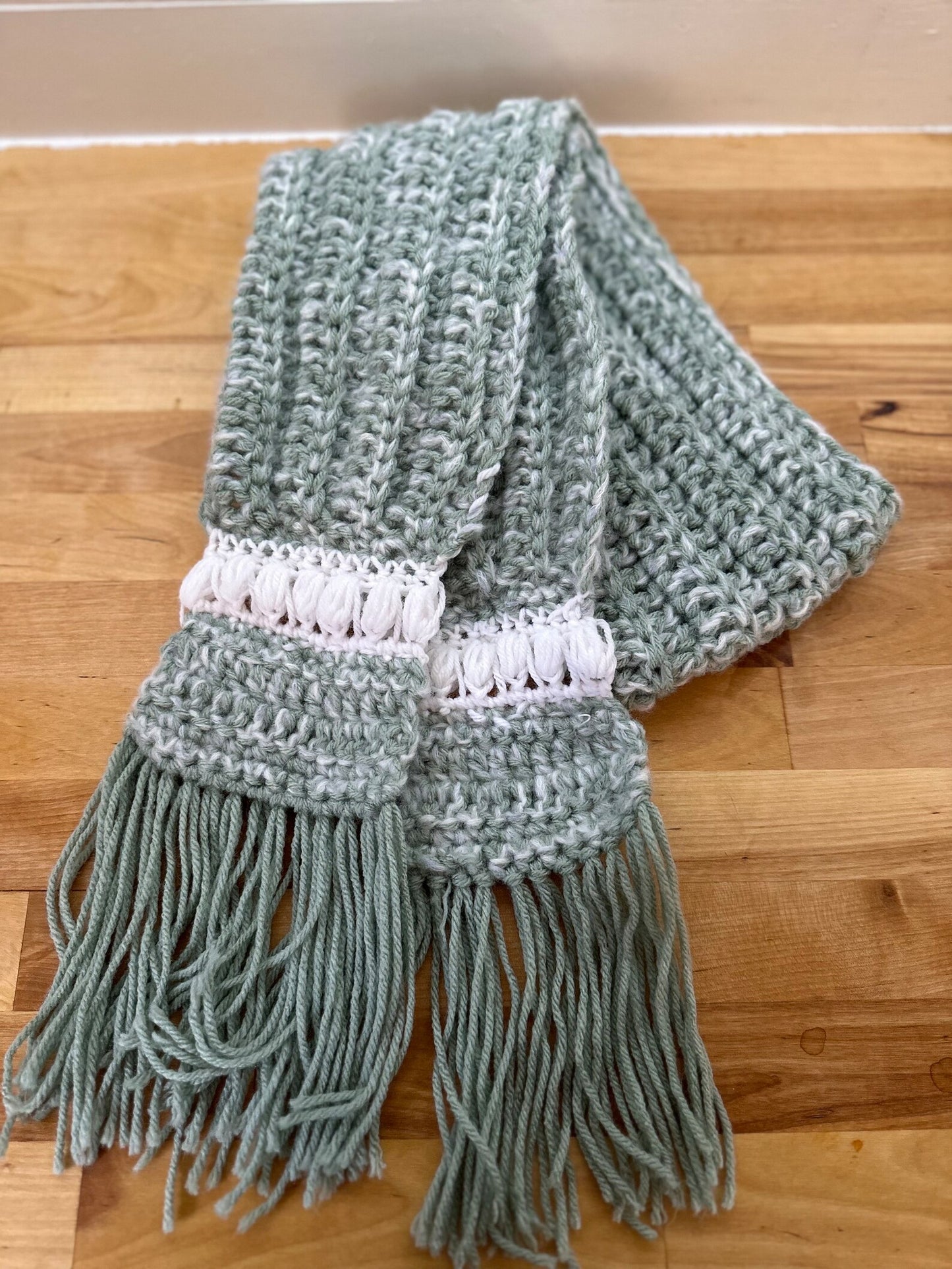 Sage Bubble Fringe Scarf
