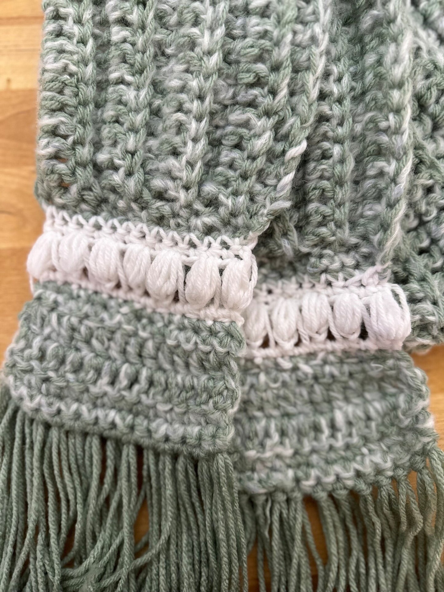 Sage Bubble Fringe Scarf