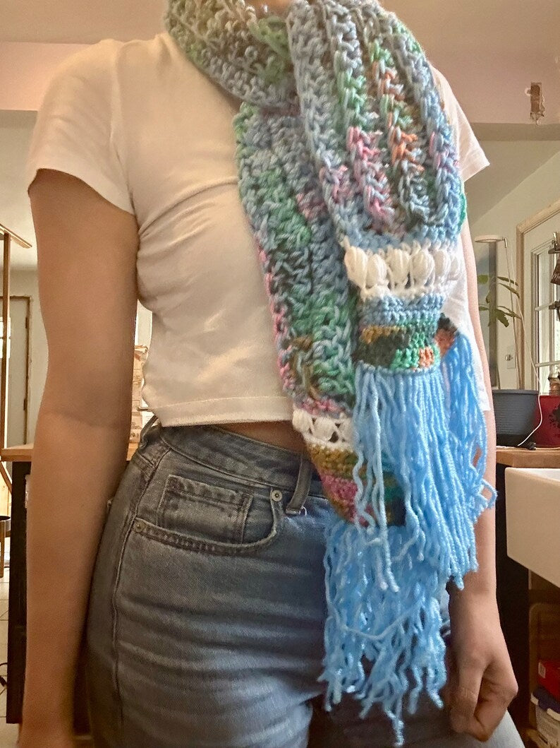 Bubble Fringe Scarf Crochet PATTERN