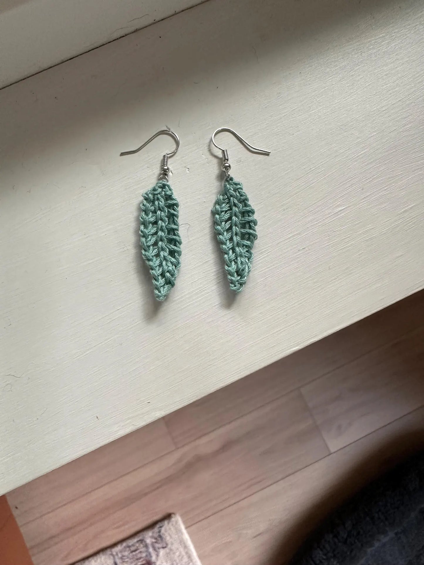 Dangling Leaf Hand Crocheted Earrings