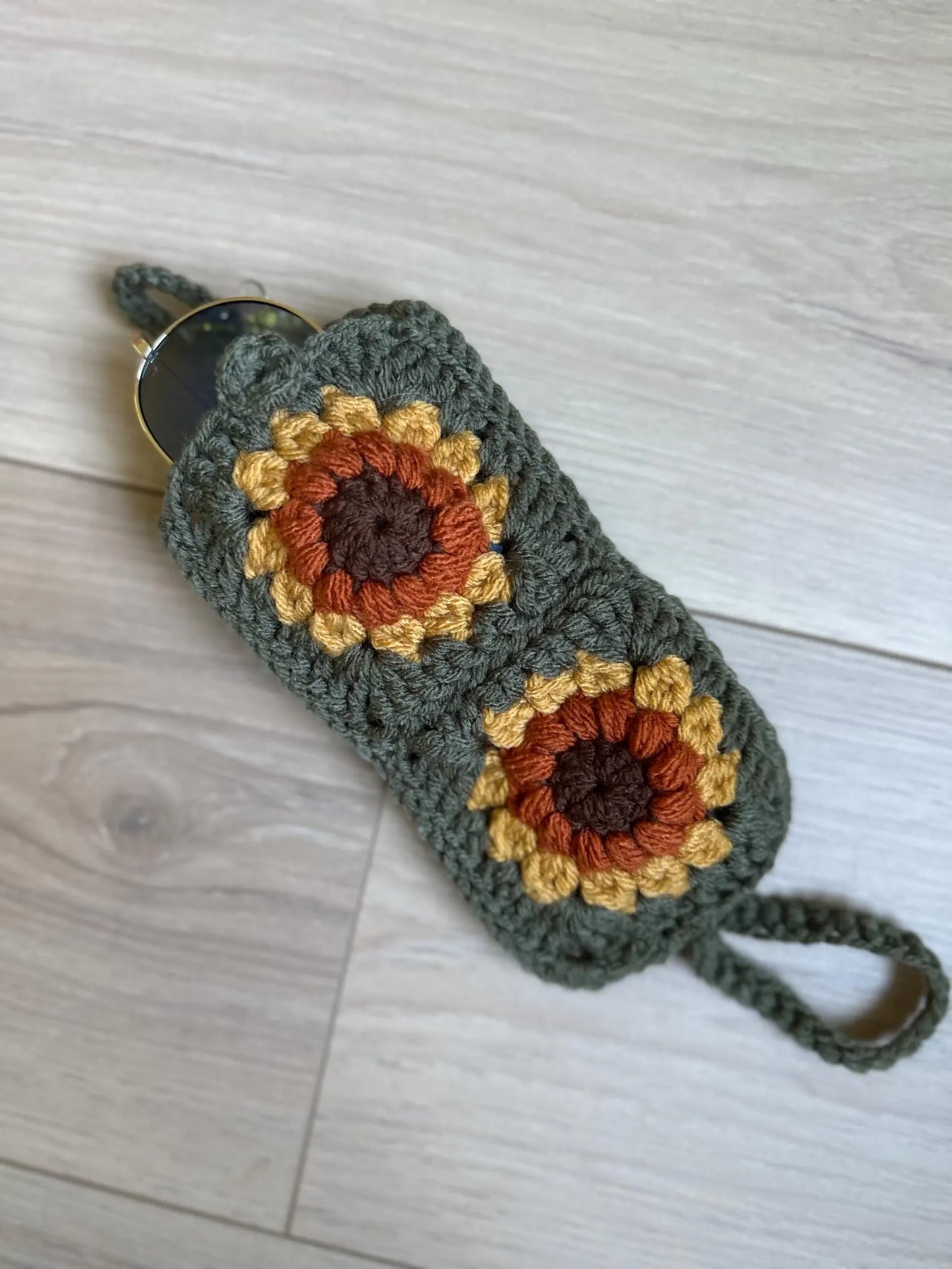 Sunflower/Green Sunburst Sunglasses Case with Belt Bag Attachment