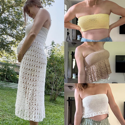 Coastal Tide Crochet Pattern – Made to Measure Summer Top, Babydoll, Peplum & Dress – PDF ONLY